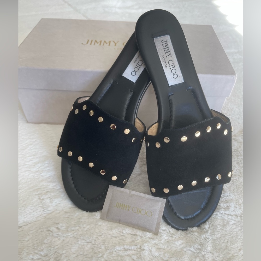 Jimmy Choo Nanda Suede Flats With Studs